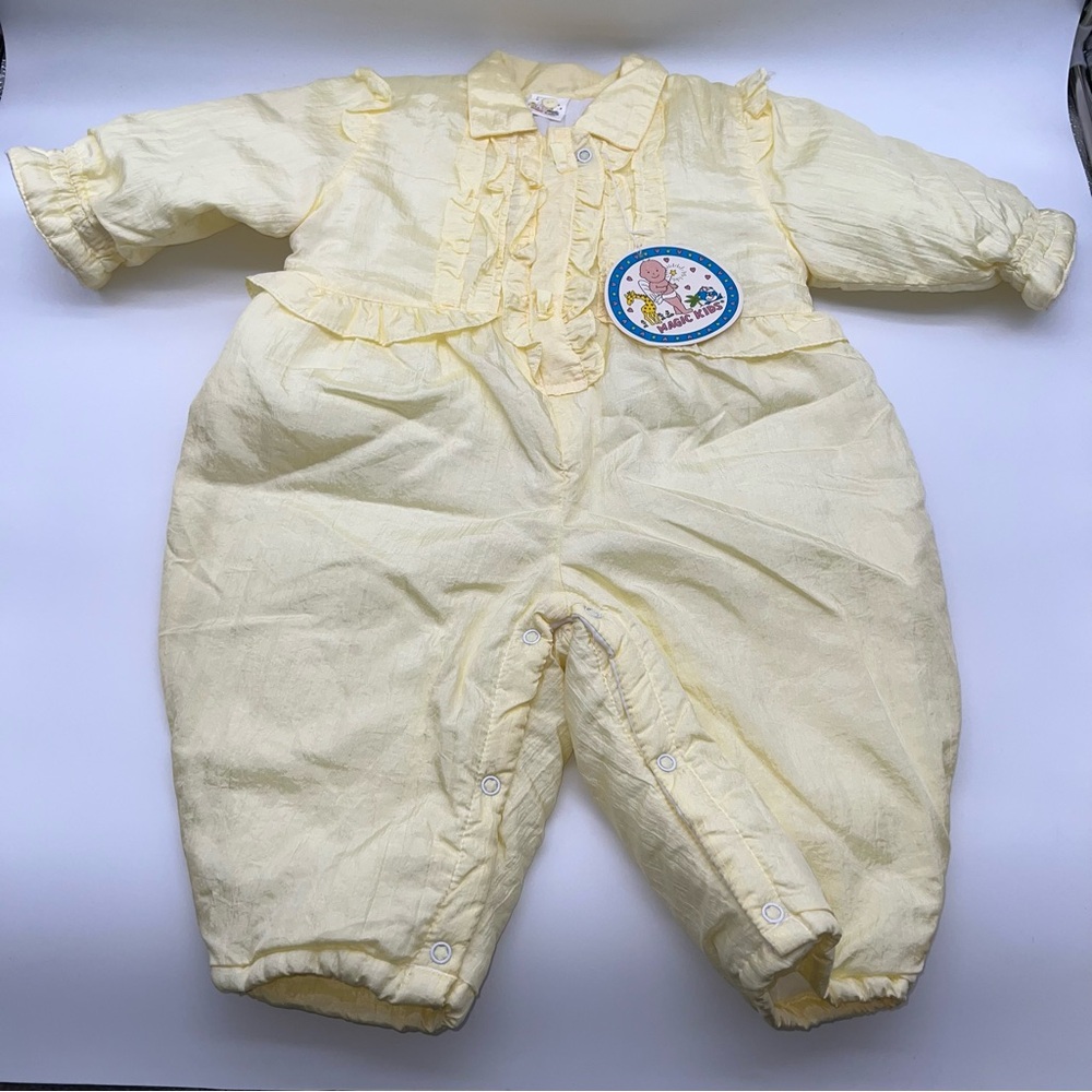 Vintage Magic Kids Pale Yellow Ruffled Baby Winter/Snow Suit-Size 18-24 Months